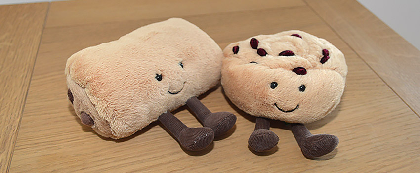 Jellycat Pain au Chocolat and Pain au Raisin